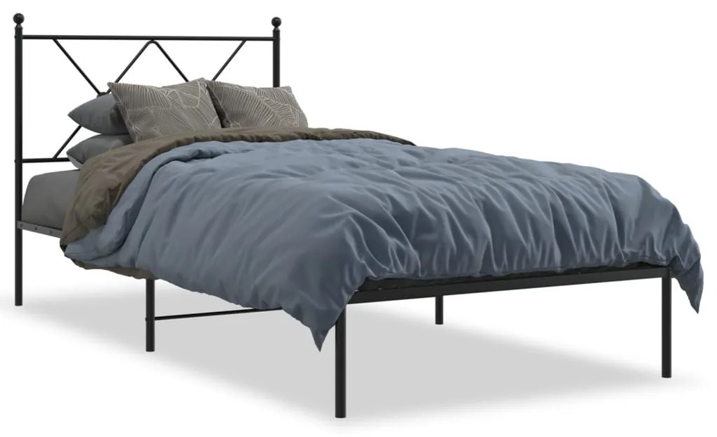 Giroletto Con Testiera İn Metallo Nero 90x190 Cm /
