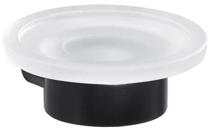 Gedy - Portasapone a parete PIRENEI, vetro opalino/nero opaco