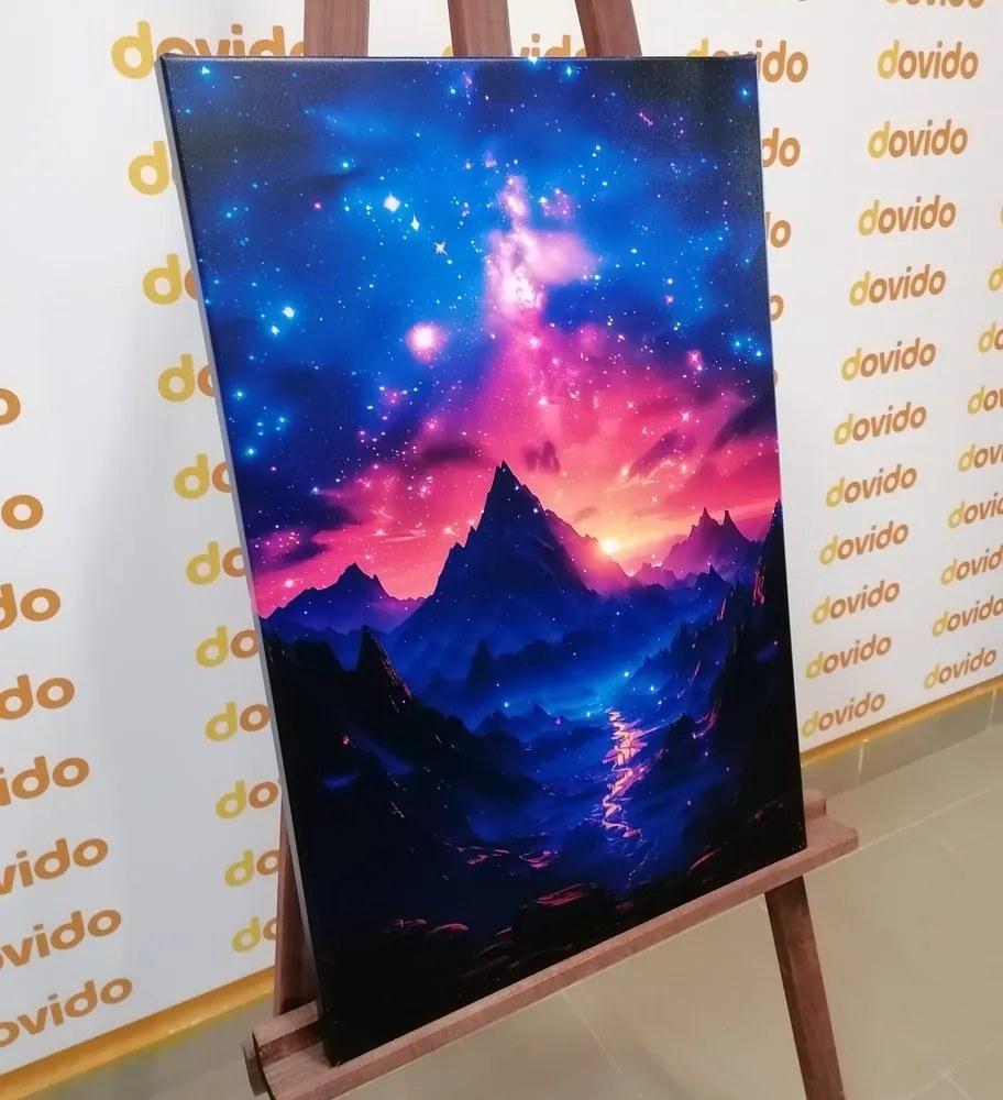 Quadro su tela – Tramonto con cielo notturno