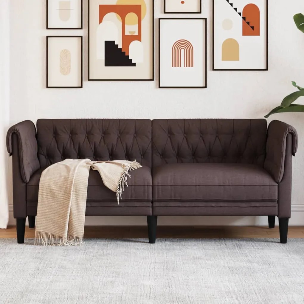 Divano Chesterfield A 2 Posti Marrone Scuro İn Tessuto /