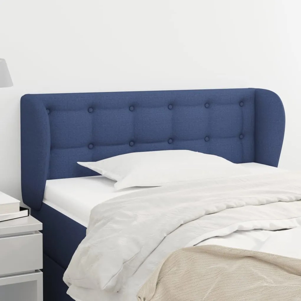 Testiera ad orecchio blu 83 x 23 x 78/88cm in tessuto