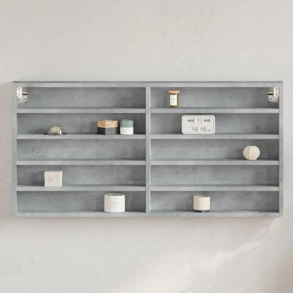 Armadietto Vetrina Grigio Cemento 100x8,5x50 Cm Multistrato /