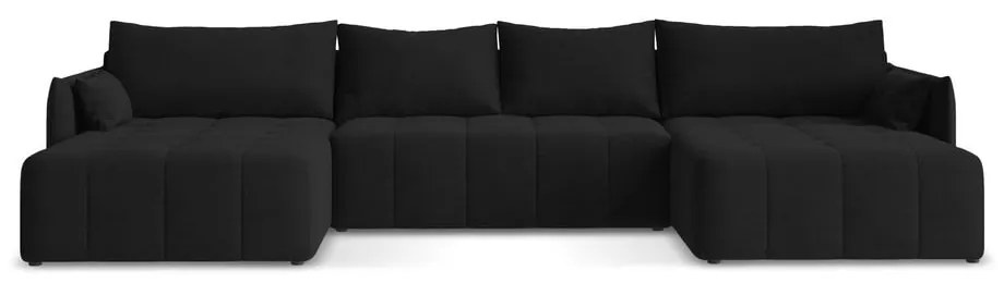 Divano angolare nero allungabile/con contenitore (a U) Moku – Makamii