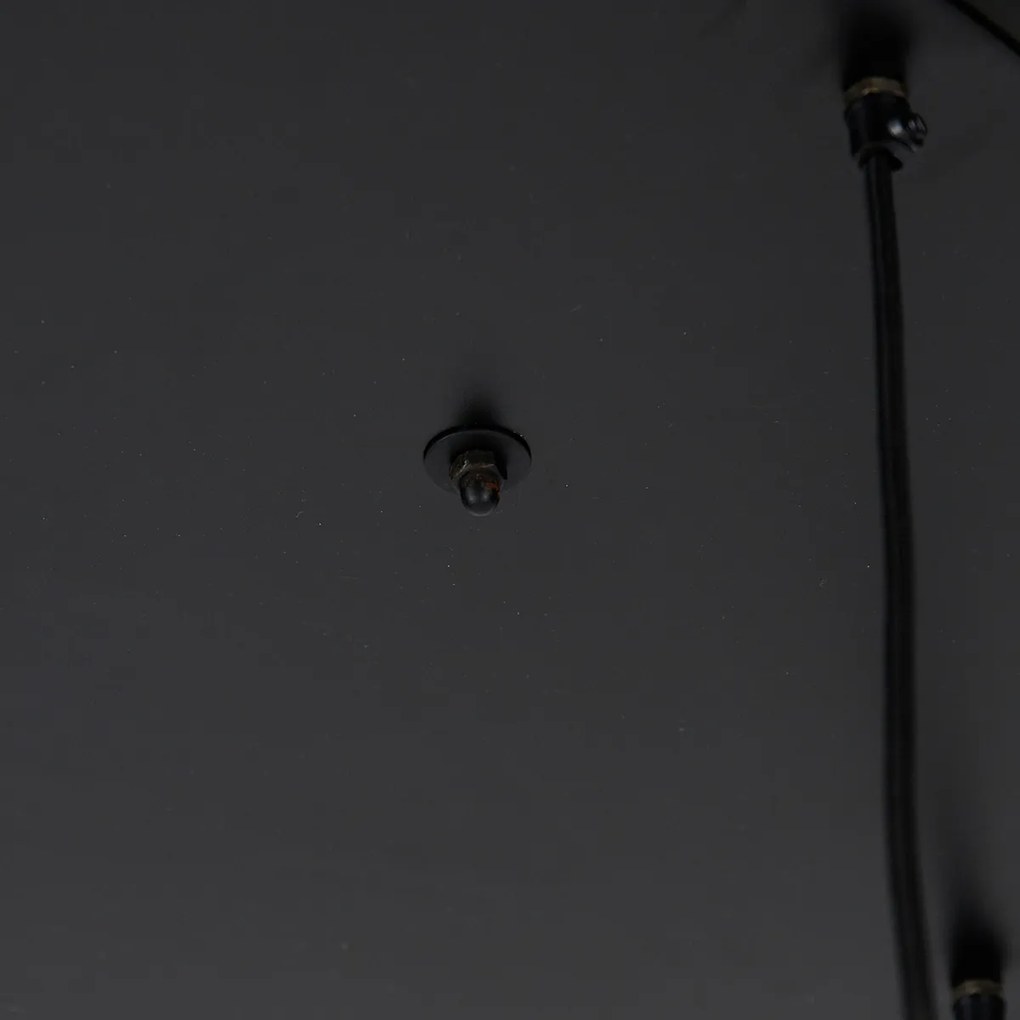 Lampada a sospensione industriale nera con ottone 5 luci - Haicha