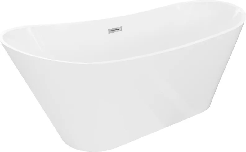 Mexen Dora vasca da bagno autoportante 150 x 75 cm, bianca, troppo pieno cromato - 52071507500-01