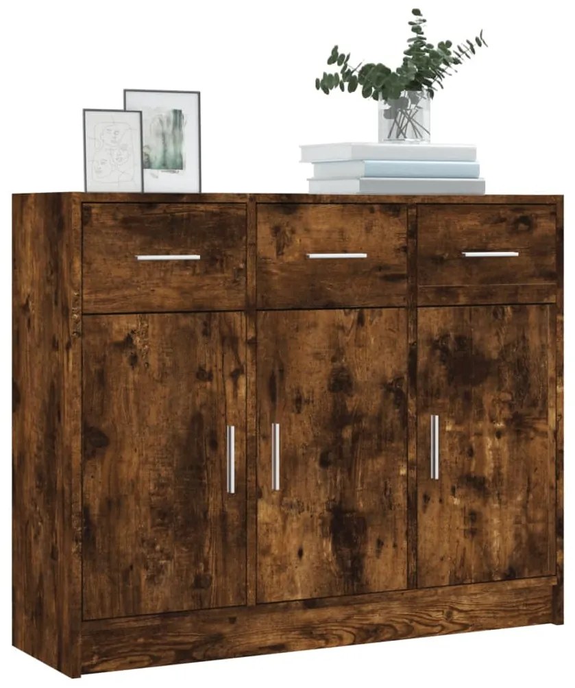 Credenza rovere fumo 91x28x75 cm in legno multistrato