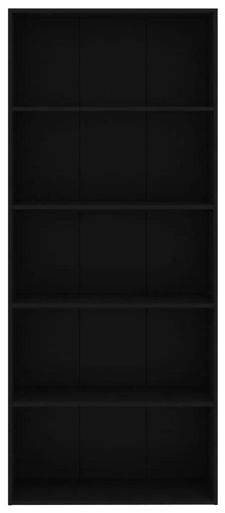Libreria a 5 ripiani nera 80x30x189 cm in truciolato