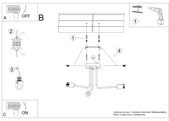 Sollux SL.1450 - Lampadario a sospensione con supporto rigido NORAH 3xE27/15W/230V nero
