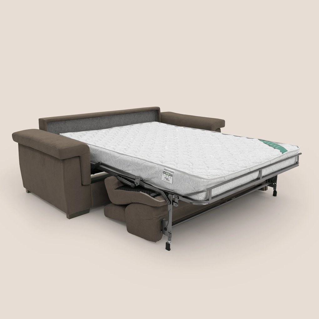 Bjorn divano letto sfoderabile con materasso H18 cm e poggiatesta reclinabili in tessuto impermeabile T02 marrone