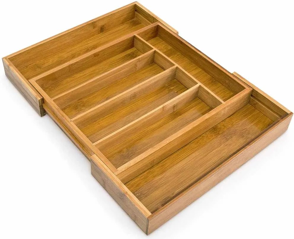 Portaposate Estensibile da Cassetto Cucina Porta Posate in Legno Bambù 37x31cm...