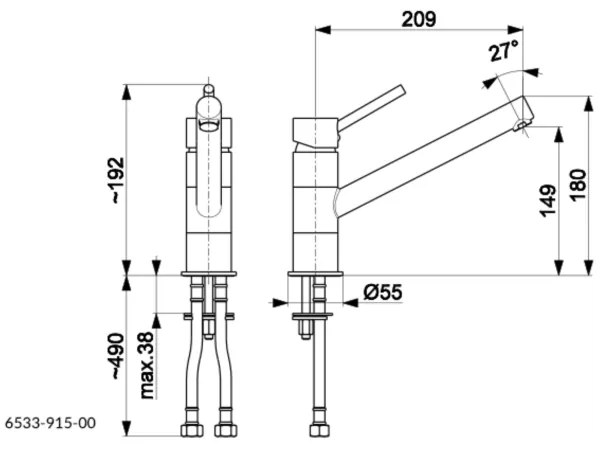 KFA Armatura 6533-915-00 - Rubinetto per lavello ANDRA cromo lucido