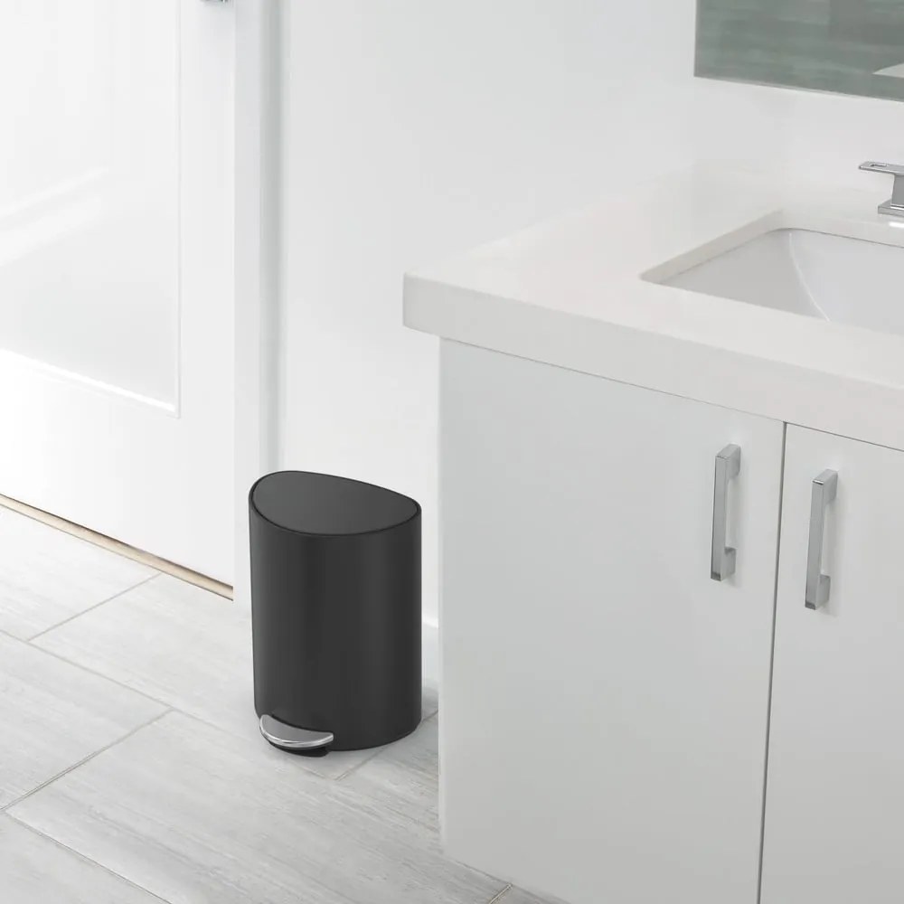 Cestino in metallo nero opaco con pedale 6 L - simplehuman