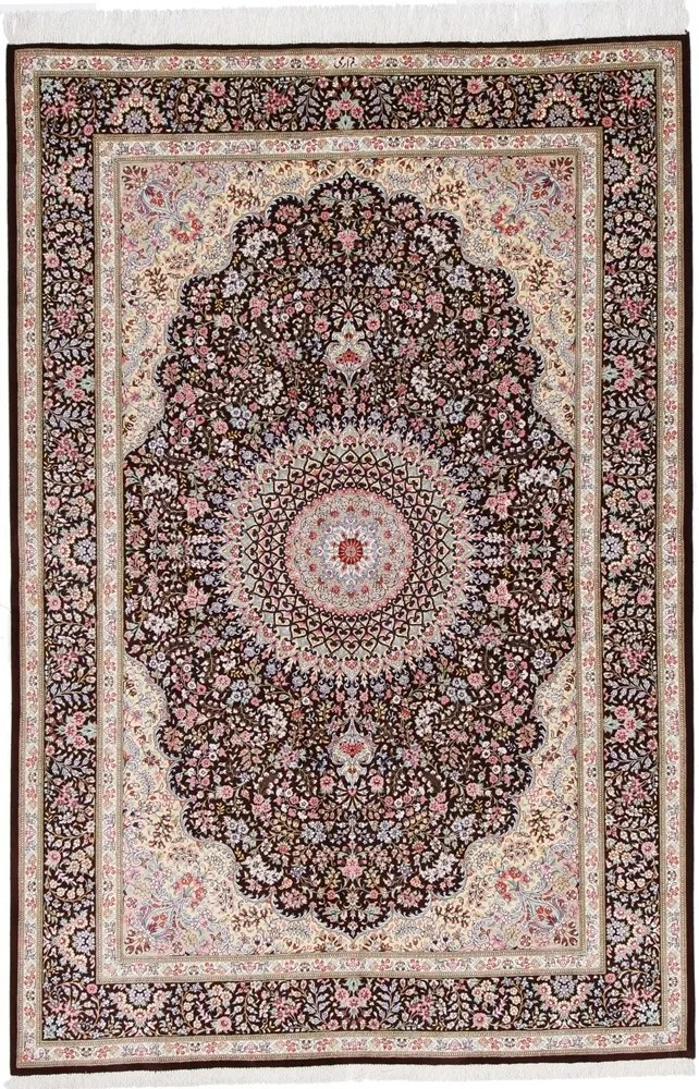Ghom Tappeto 230x160 Blu (Iran) Annodato A Mano