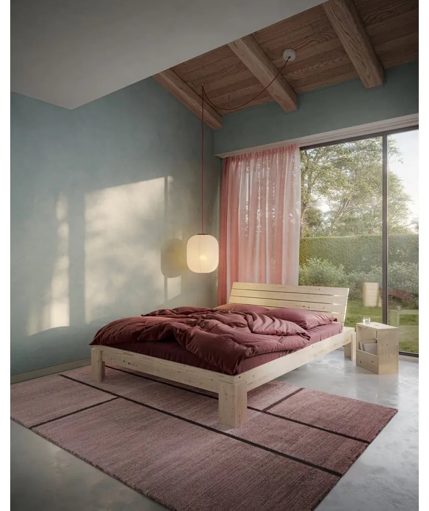 Letto matrimoniale di colore naturale in pino massiccio con rete inclusa 160x200 cm Layers – Karup Design