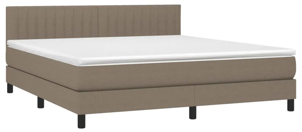 Letto a molle con materasso e led tortora 180x200 cm in tessuto