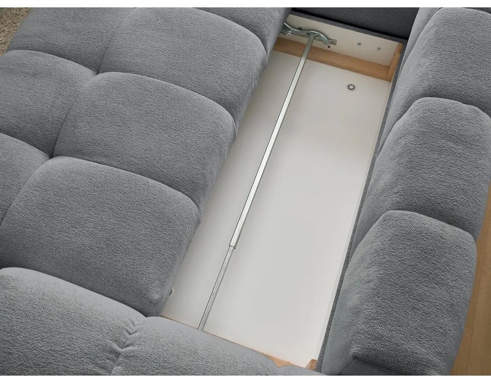 Divano angolare grigio scuro allungabile e con contenitore (penisola a sinistra/a L) con rivestimento in ciniglia Everest – Bobochic Paris