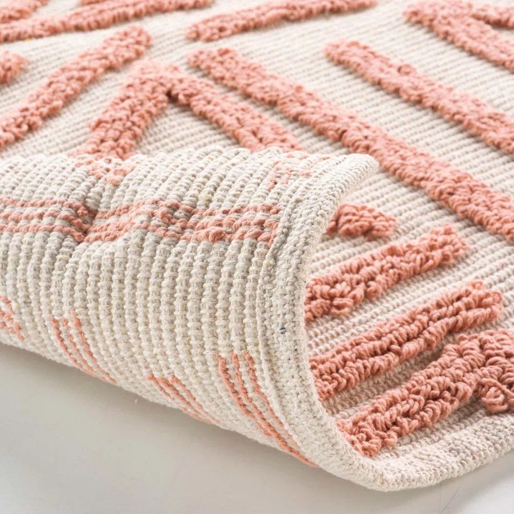 Tappeto lavabile rosa e crema 60x90 cm Athena - douceur d'intérieur