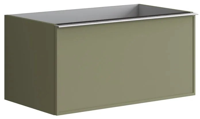 Mobile da bagno sospeso sotto lavabo L 80 x H 40 x P 45.5 cm verde laccato opaco, 1 cassetto Pixel frame
