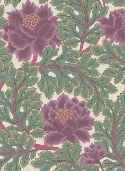 Tapete Aurora von Cole & Son - Mulberry & Sage on Parchment