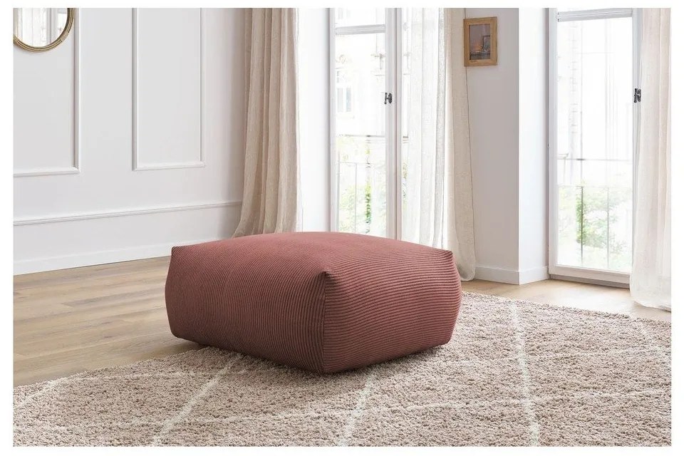 Poggiapiedi in rosa chiaro con rivestimento in velluto a coste Voltaire – Bobochic Paris