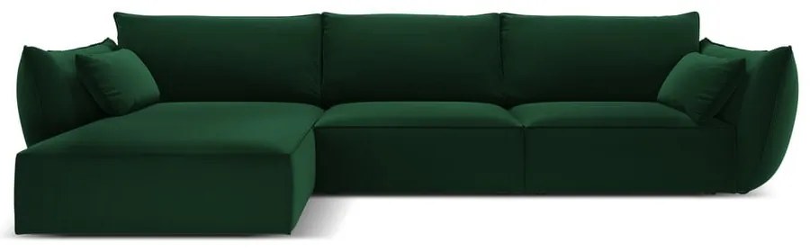 Divano angolare verde scuro (con penisola a sinistra/con chaise lounge) con rivestimento in velluto Vanda – Mazzini Sofas