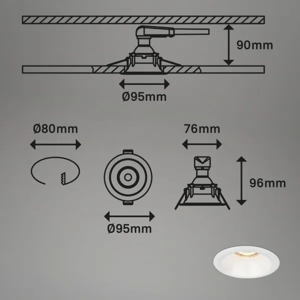 Brilo - SET 3x Lampada da incasso per bagno 1xGU10/9W/230V IP23 bianco
