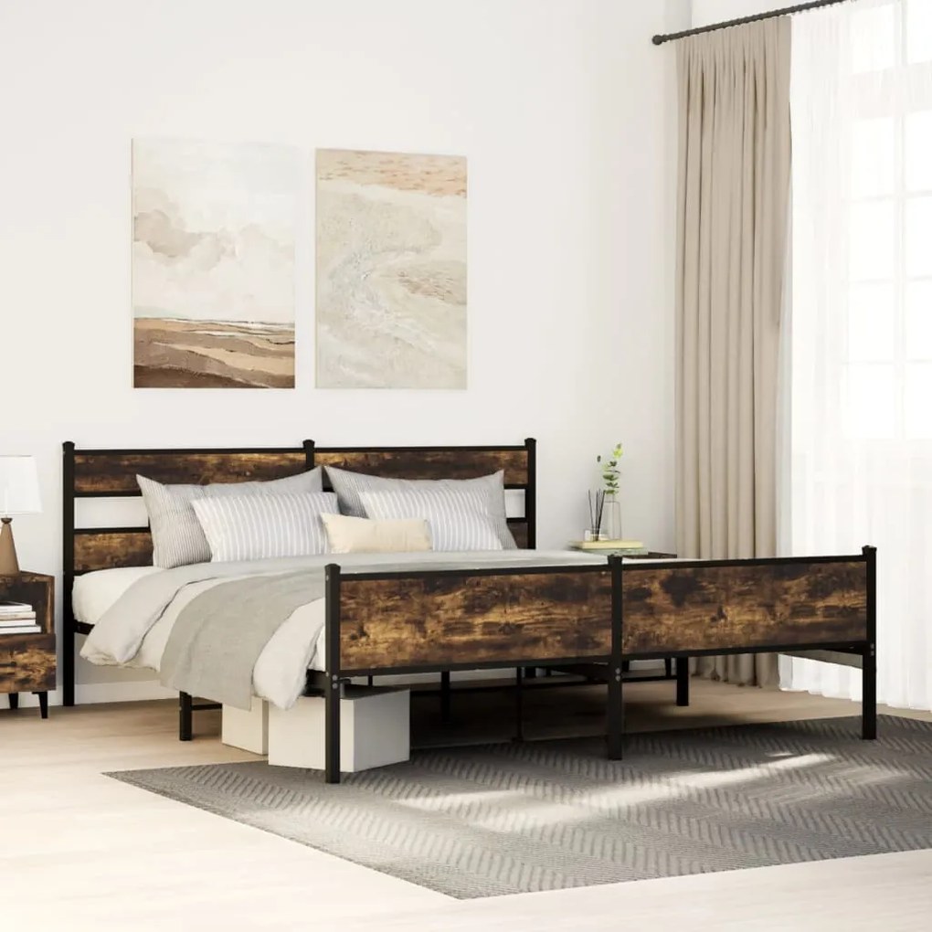Giroletto Senza Materaso İn Metallo Rovere Fumo 200x200 Cm /