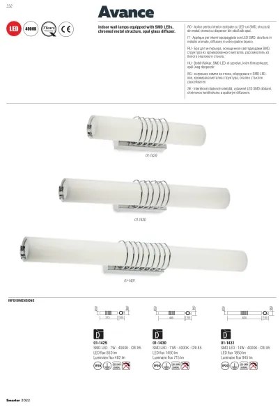 Redo 01-1431 - Applique a LED AVANCE LED/14W/230V 63 cm bianco