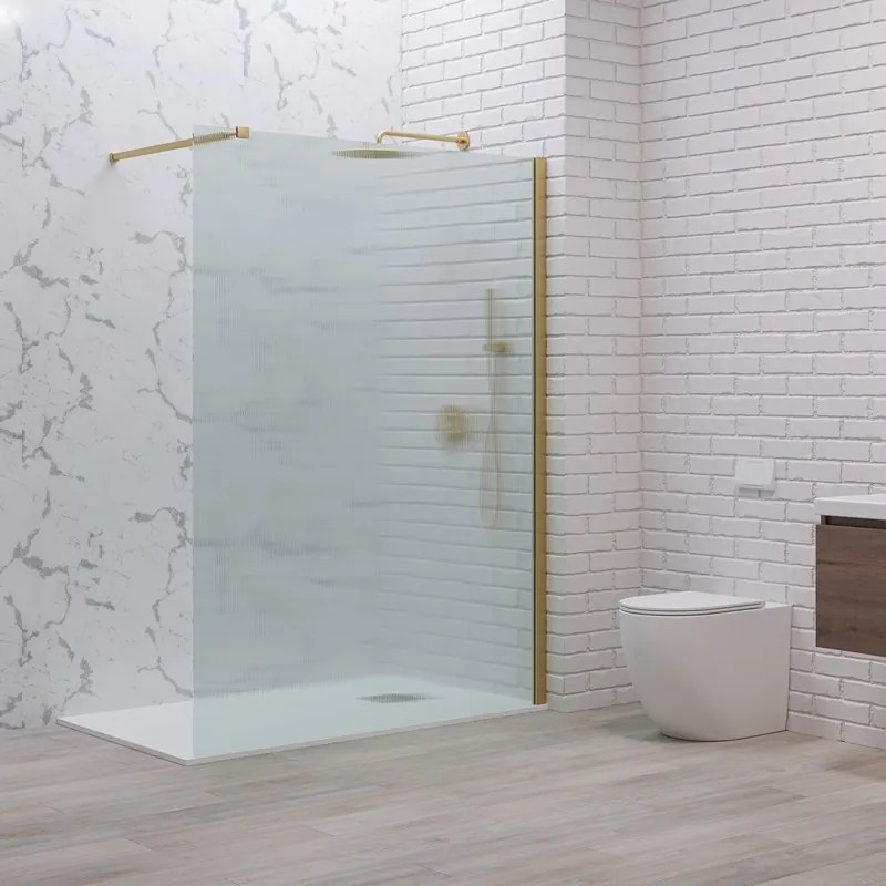 Kamalu - Parete walkin 90 cm vetro scanalato profilo oro satinato | KW1000FLG