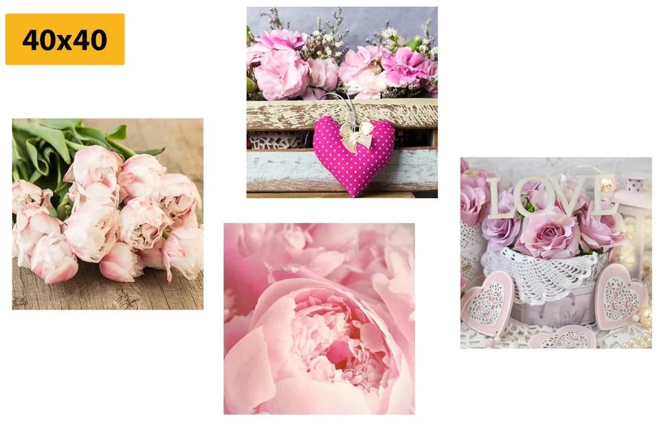 Set di quadri – Fiori in stile vintage