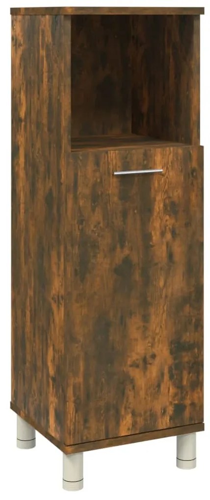 Armadietto bagno rovere fumo 30x30x95 cm in legno multistrato