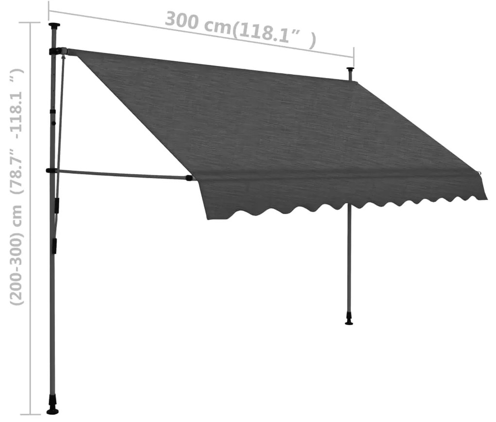 Tenda da Sole Retrattile Manuale con LED 300 cm Antracite