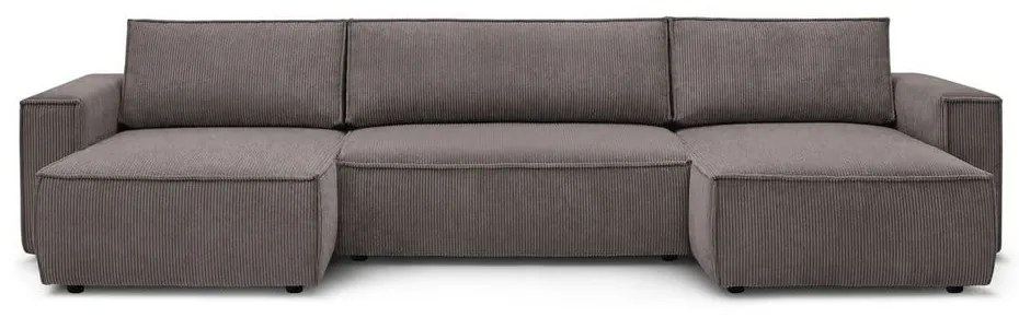 Divano letto angolare a "U" in velluto a coste grigio scuro Nihad - Bobochic Paris