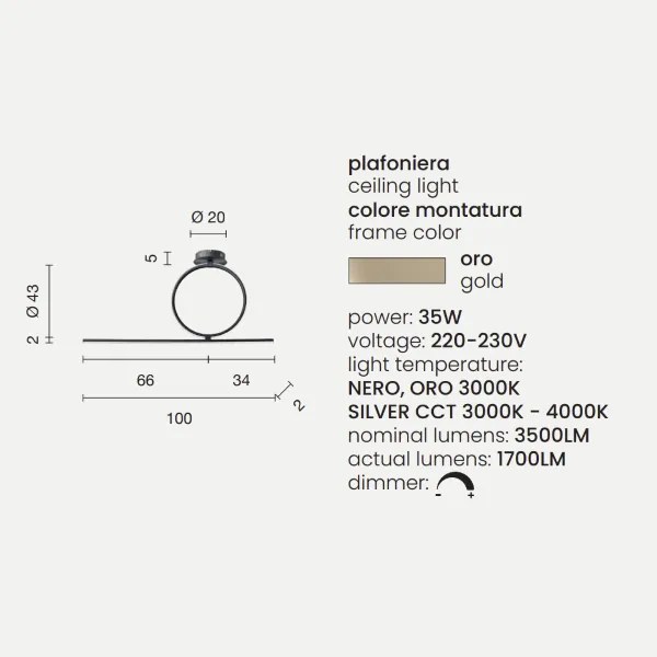 Lampada plafoniera da soffitto LED 35W- moderno ACROBAT 40 Oro