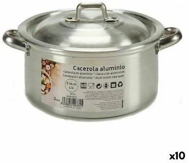 Casseruola con coperchio Argentato Alluminio 1,5 L 18 x 10 x 23,5 cm (10 Unità)