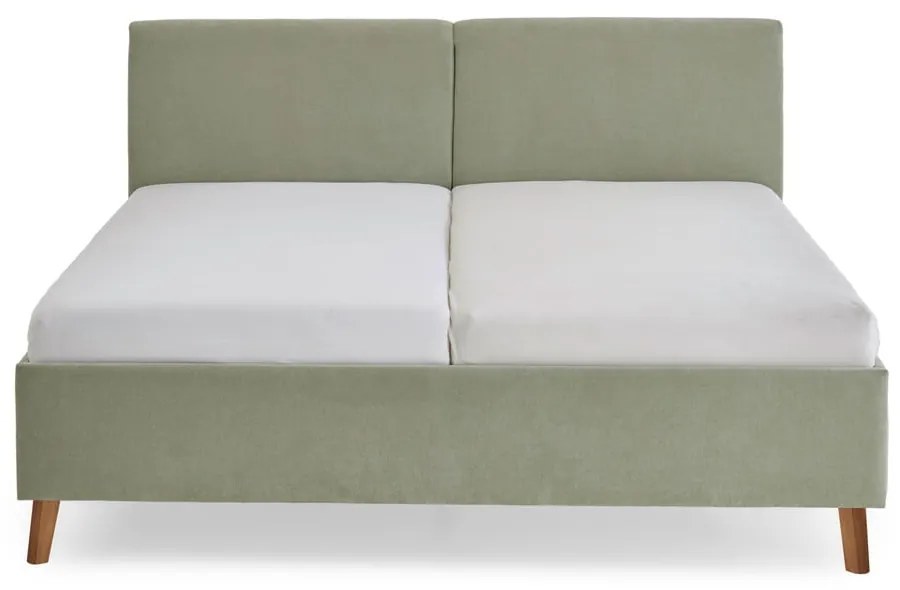 Letto matrimoniale imbottito verde chiaro con rete inclusa 180x200 cm Piano – Meise Möbel