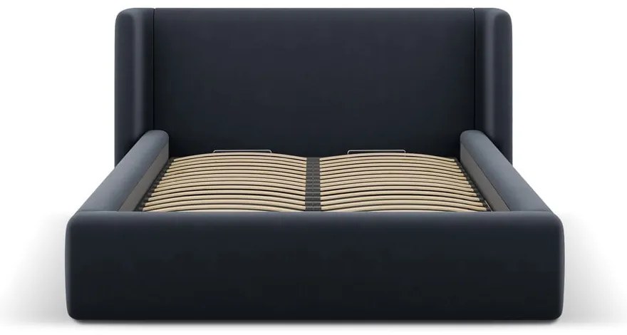 Letto matrimoniale imbottito blu scuro con contenitore con rete inclusa 160x200 cm Jason – Windsor &amp; Co Sofas