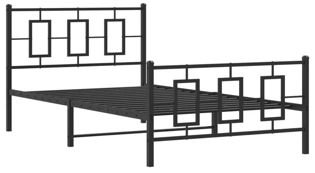 Giroletto con testiera e pediera metallo nero 107x203 cm