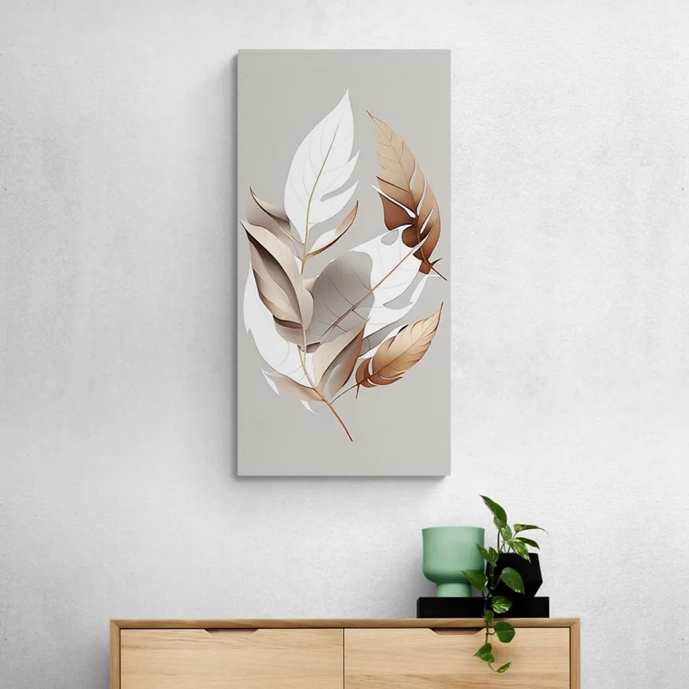 Quadro su tela – Foglie di rame con un tocco di minimalismo