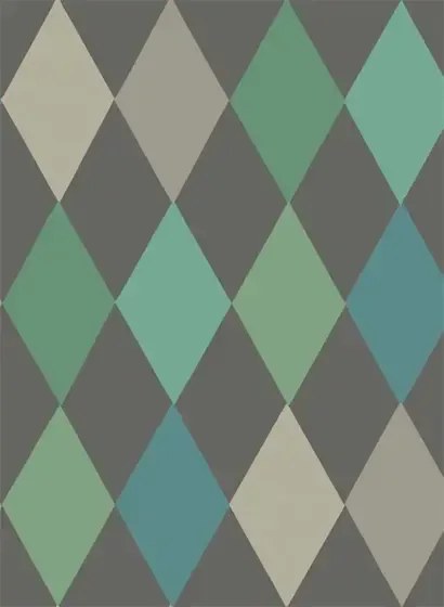 Cole & Son Carta da parati Punchinello - Teal on Charcoal