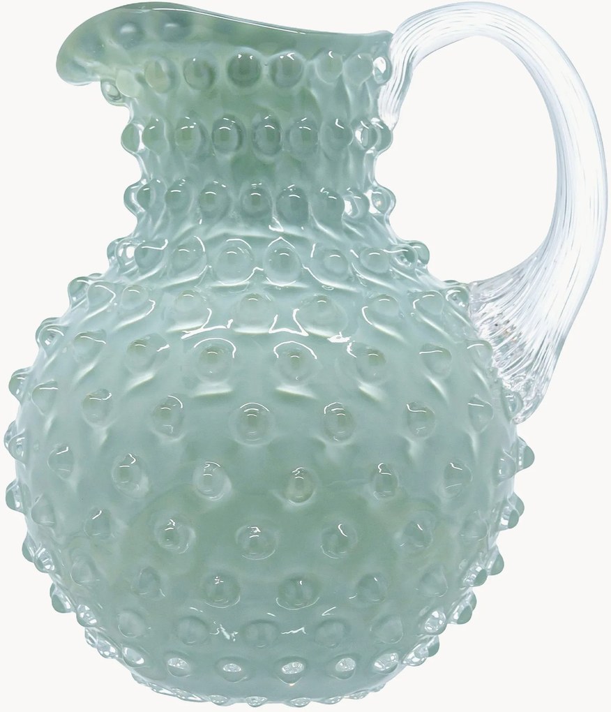 Brocca in vetro soffiato Hobnail