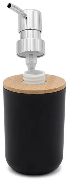 Set completo accessori bagno da appoggio in abs nero e bamboo Surf