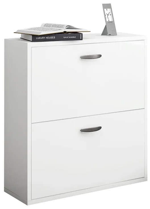 Scarpiera Doppia 2 ante doppia profondità L 73 x H 80 x P 25 cm 12 paia, bianco