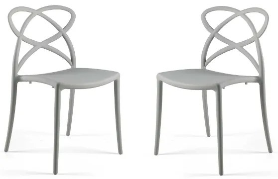Sedia da cucina Grigio in polipropilene impilabile ELENA set da 2