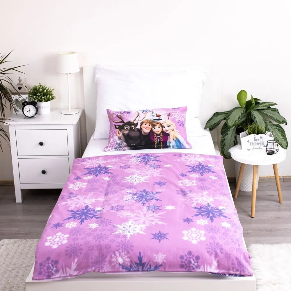 Set copripiumino e federa da bambini in cotone per culla 100x135 cm Frozen "Purple" – Jerry Fabrics