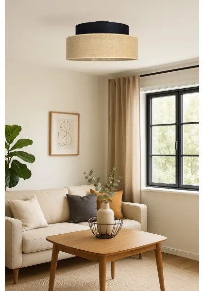 Plafoniera BOHO 1xE27/60W/230V diametro 40 cm nero/beige