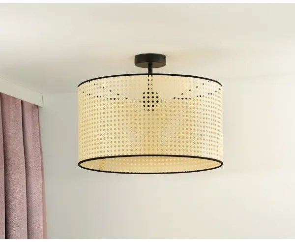 Duolla - Lampadario a plafone ROLLER RATTAN 1xE27/15W/230V diametro 45 cm beige/nero