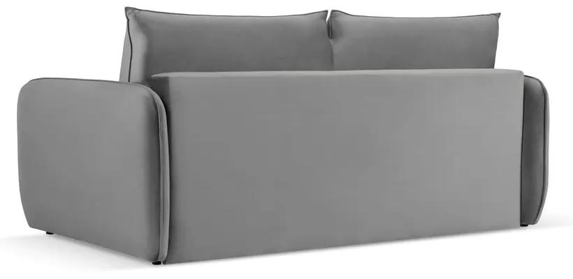 Divano letto in velluto grigio 214 cm Vienna - Cosmopolitan Design