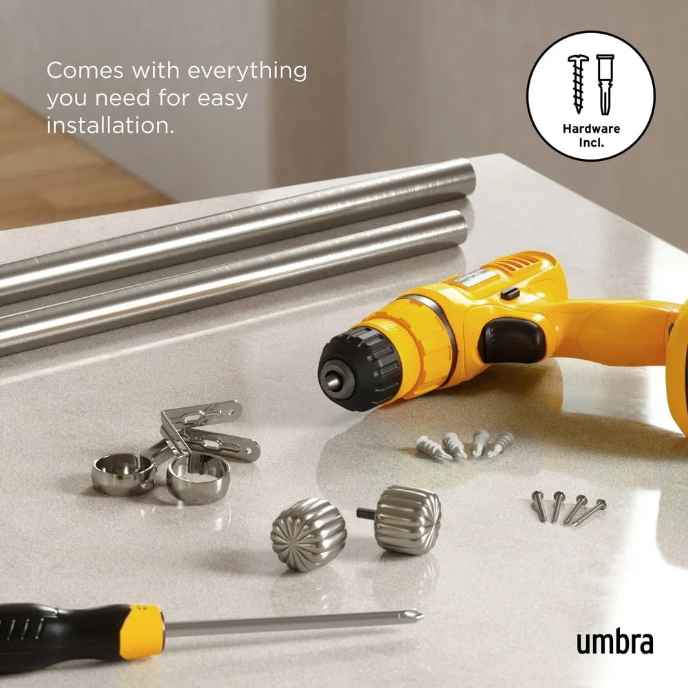 Bastone per tende argentato in acciaio regolabile 91 - 168 cm Cleo – Umbra