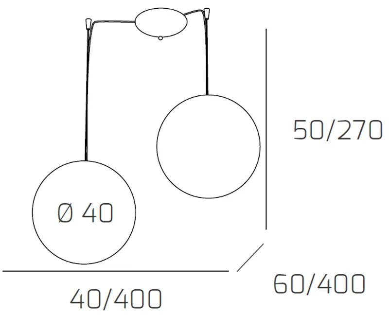 Sospensione Contemporanea Moon Metallo Cromo Vetro Bianco 2 Luci E27 D.40Cm